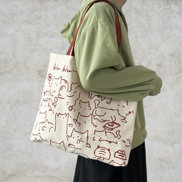 Kawaii Cat Designed Tote Bag
