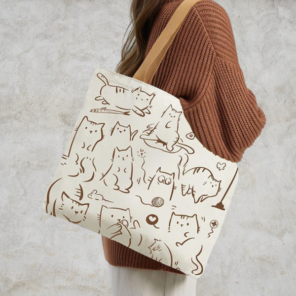 Kawaii Cat Designed Tote Bag
